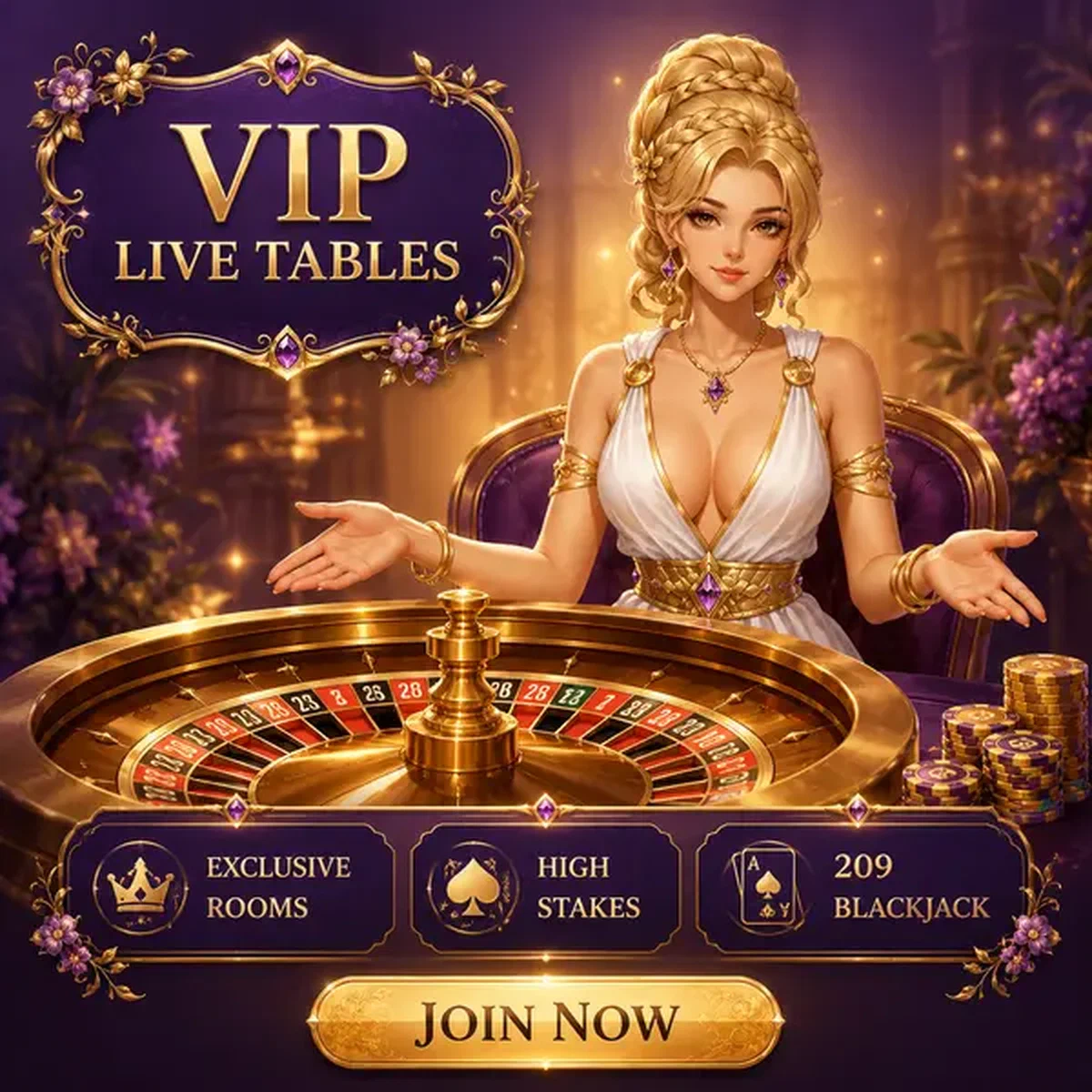 VIP ζωντανός ντίλερ φιλοξενεί με χάρη τραπέζια υψηλών στοιχημάτων στο Fortune Gardens